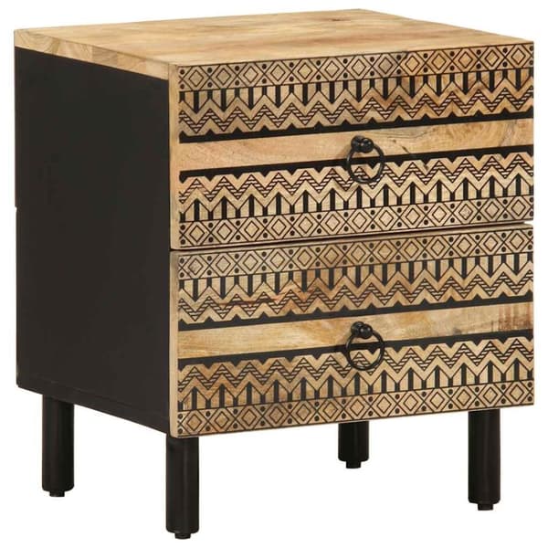 vidaXL sengeskabe 2 stk. 40x33,5x46 cm massivt ru mangotræ sort