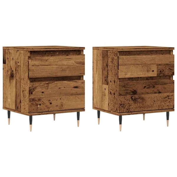 vidaXL Yöpöytäkaapit 2 kpl vanhaa puuta 40x35x50 cm tekninen puu