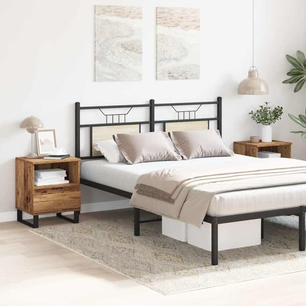 vidaXL sengeborde 2 stk. 40x35x50 cm konstrueret træ antikt træ