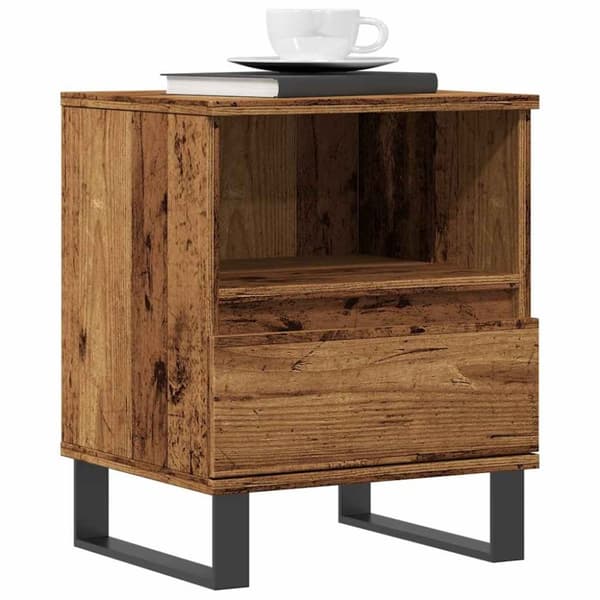 vidaXL sengeborde 2 stk. 40x35x50 cm konstrueret træ antikt træ