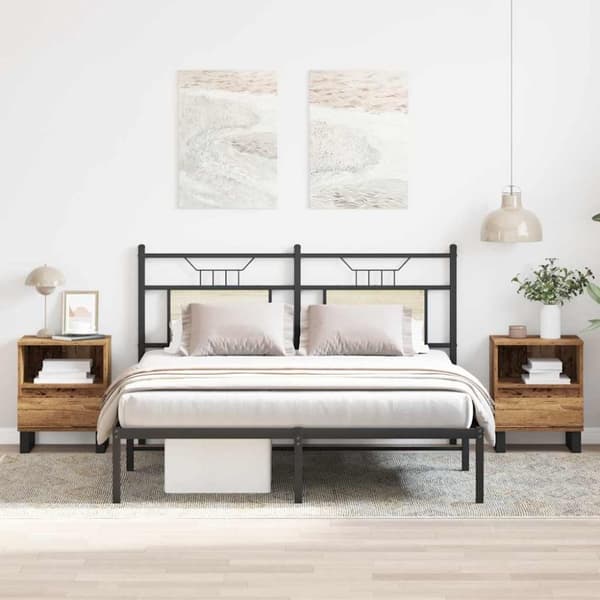 vidaXL sengeborde 2 stk. 40x35x50 cm konstrueret træ antikt træ