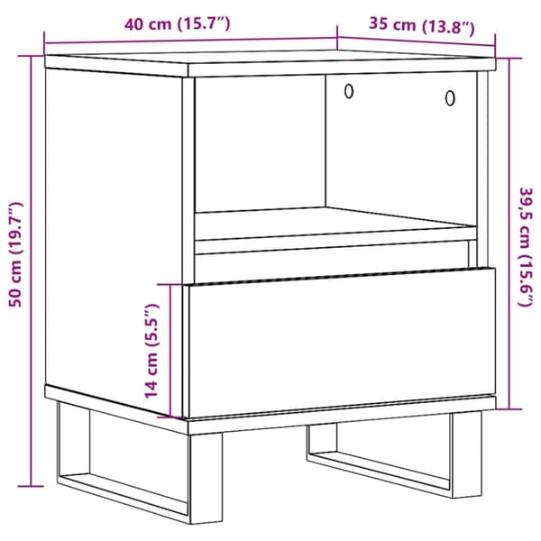 vidaXL sengebord 40x35x50 cm konstrueret træ antikt træ