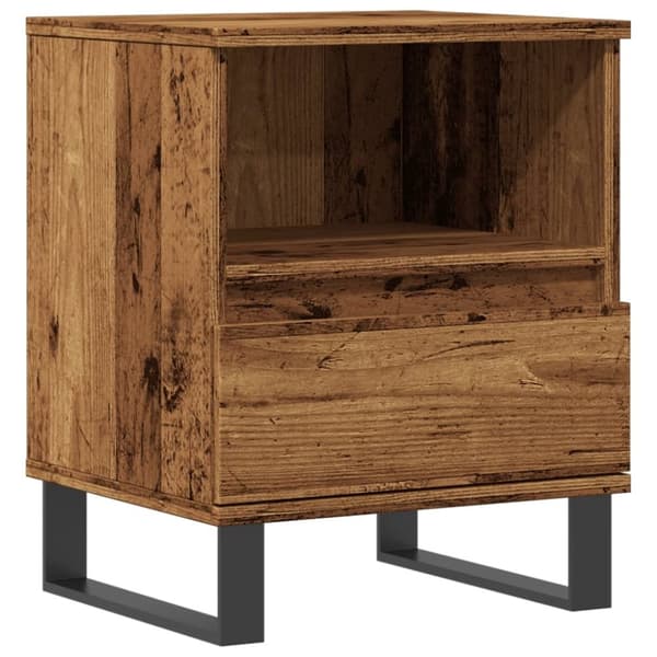 vidaXL sengebord 40x35x50 cm konstrueret træ antikt træ