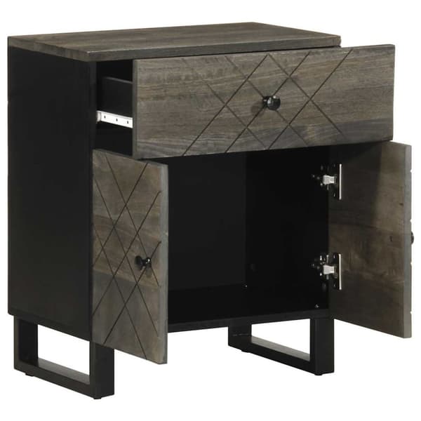 vidaXL Nattbord svart 50x33x60 cm heltre mango