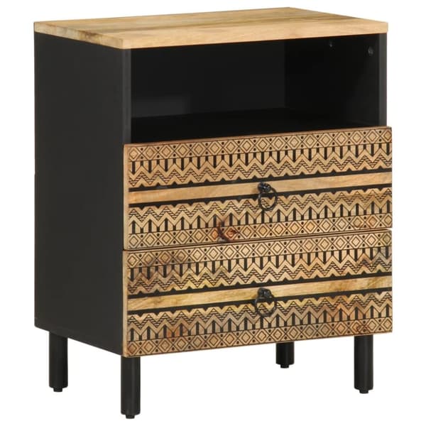 vidaXL sengebord 50x33x62 cm massivt ru mangotræ sort