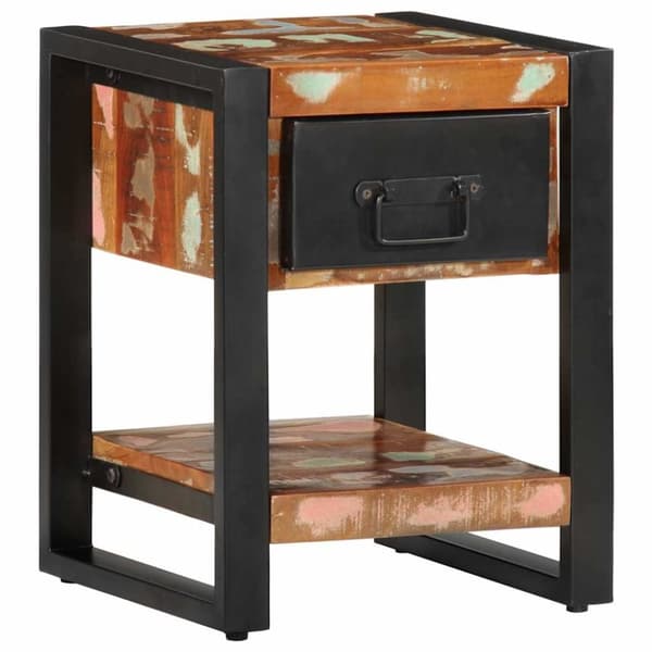 vidaXL Nattbord flerfarget 35x34x45 cm gjenvunnet heltre