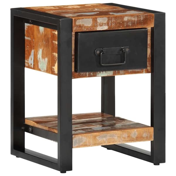 vidaXL Nattbord flerfarget 35x34x45 cm gjenvunnet heltre