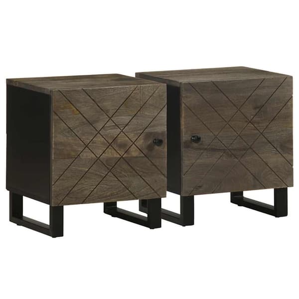 vidaXL sengeborde 2 stk. 40x33x46 cm massivt mangotræ sort