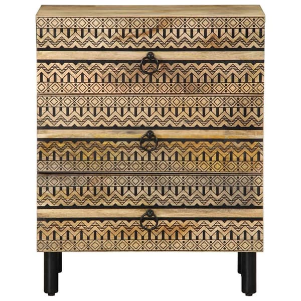 vidaXL Sängbord svart 50x33x62 cm massivt grovt mangoträ