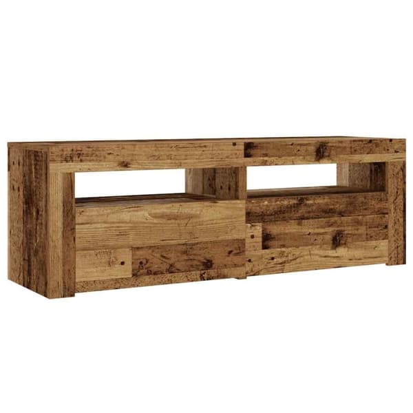 vidaXL Yöpöydät 2 kpl LED-valoilla vanhaa puuta 60x35x40 cm