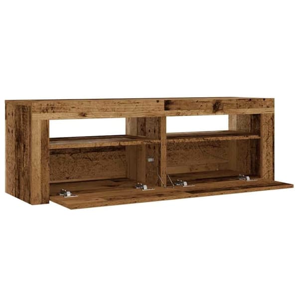 vidaXL Yöpöydät 2 kpl LED-valoilla vanhaa puuta 60x35x40 cm