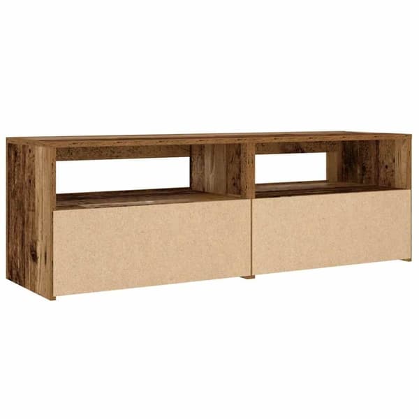 vidaXL Yöpöydät 2 kpl LED-valoilla vanhaa puuta 60x35x40 cm