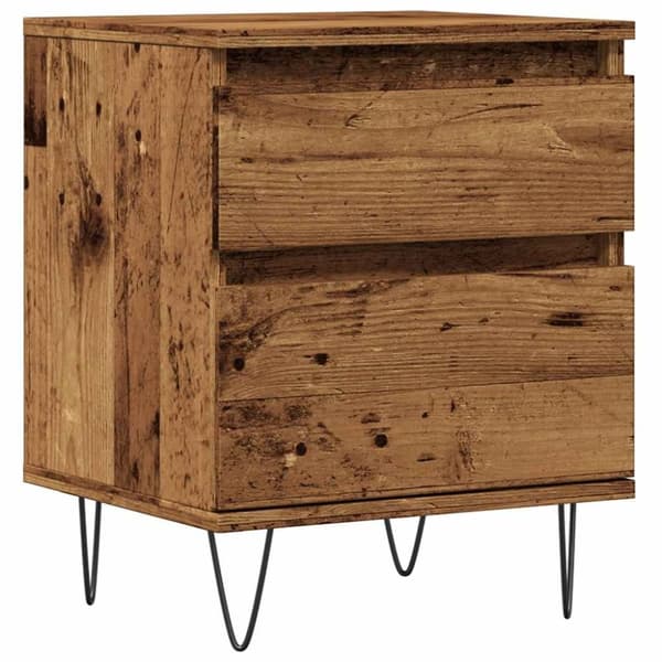 vidaXL sengebord 40x35x50 cm konstrueret træ antikt træ