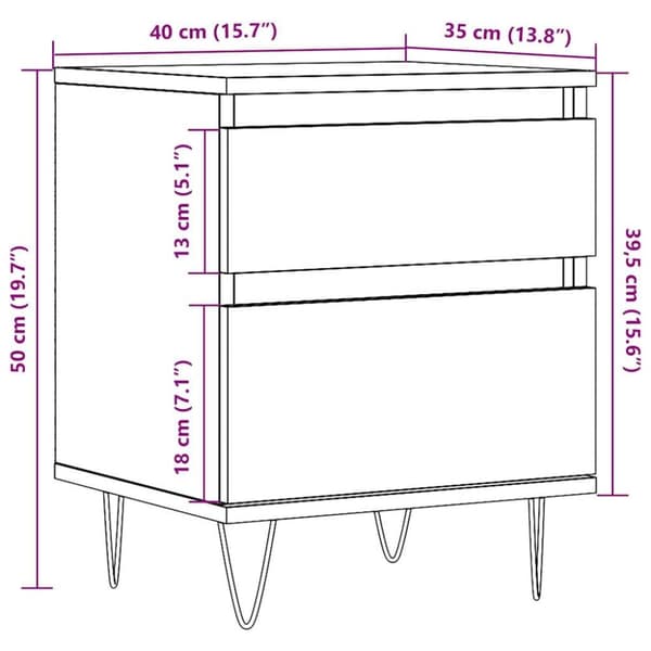 vidaXL sengebord 40x35x50 cm konstrueret træ antikt træ