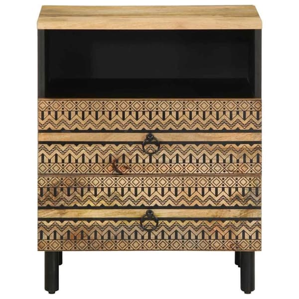 vidaXL Sängbord svart 50x33x62 cm massivt grovt mangoträ