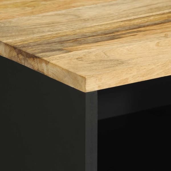 vidaXL Sängbord svart 50x33x62 cm massivt grovt mangoträ