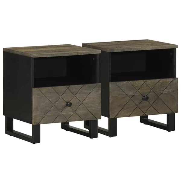 vidaXL sengeborde 2 stk. 40x33x46 cm massivt mangotræ sort