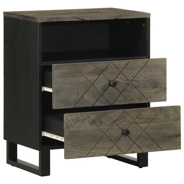 vidaXL Nattbord svart 50x33x62 cm heltre mango