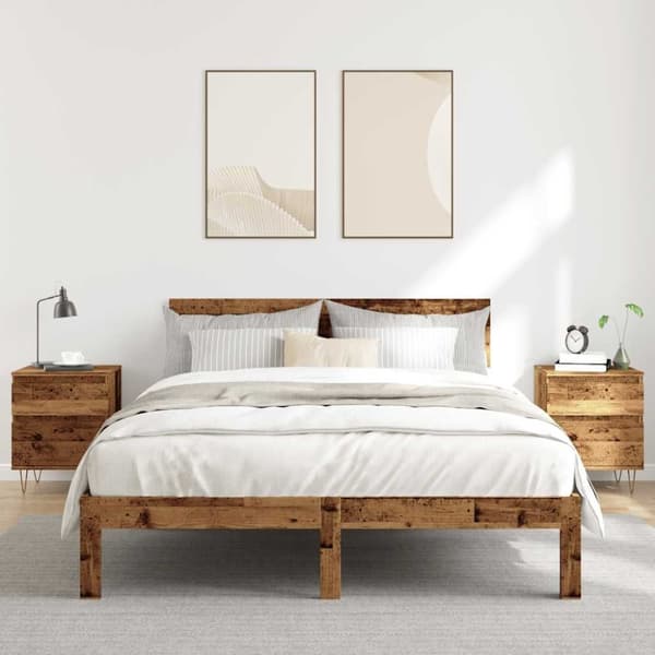 vidaXL Sängbord 2 st åldrat trä 40x35x50 cm konstruerat trä