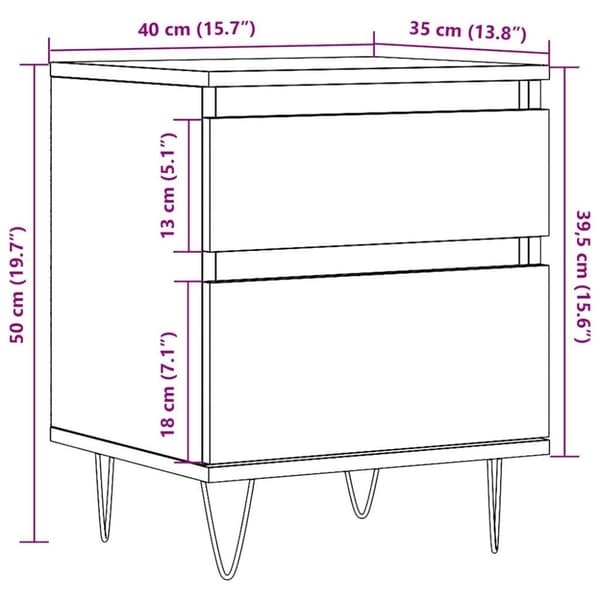 vidaXL Sängbord 2 st åldrat trä 40x35x50 cm konstruerat trä