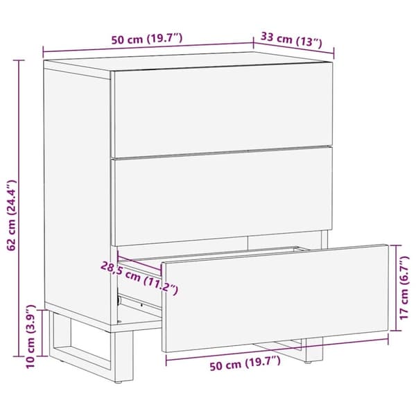 vidaXL sengeskab sort 50x33x62 cm massivt mangotræ