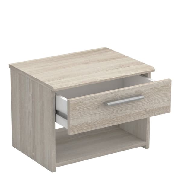 Sängbord med 1 låda L42,5 cm, ljus trädekor - Pricy