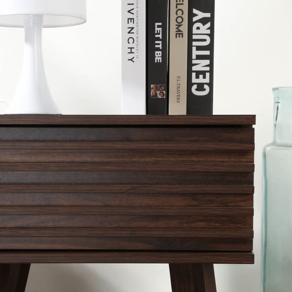 Sängbord 1 Låda Räfflade Träfronter H50 cm - FRIBORG