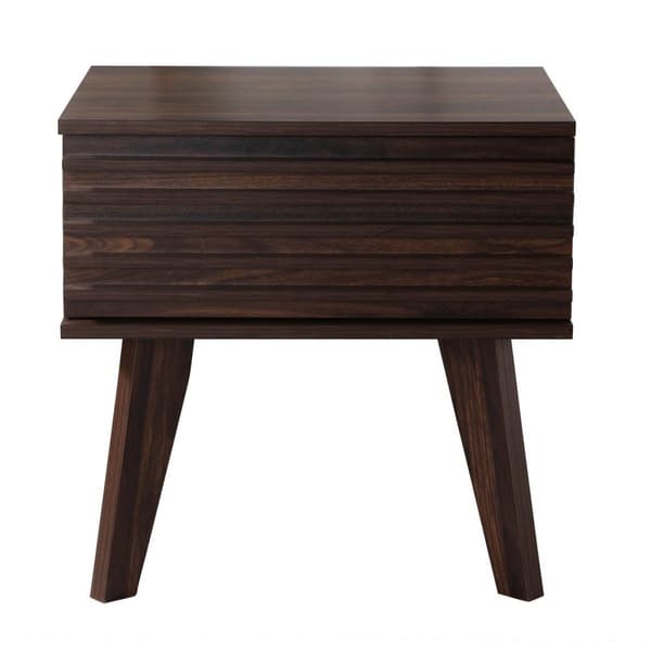 Sängbord 1 Låda Räfflade Träfronter H50 cm - FRIBORG