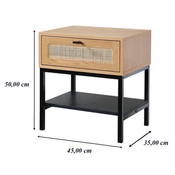 Sängbord 1 Rottinglåda med Hylla H50 cm - JAYA