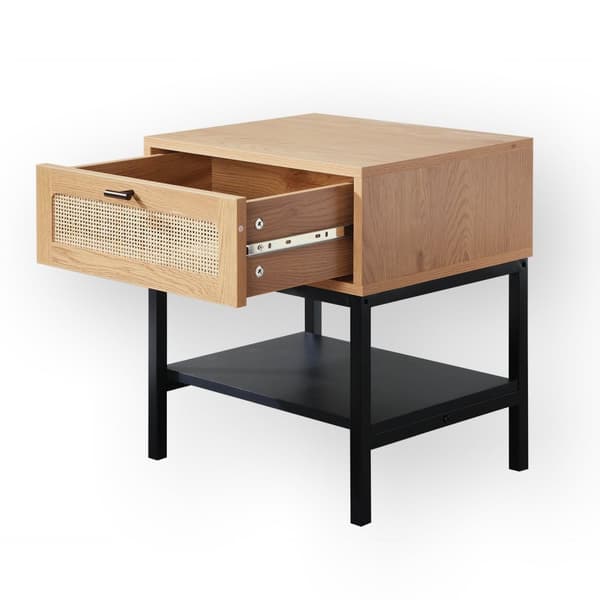 Sängbord 1 Rottinglåda med Hylla H50 cm - JAYA
