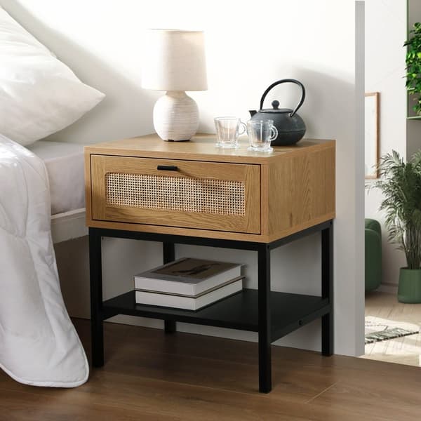 Sängbord 1 Rottinglåda med Hylla H50 cm - JAYA