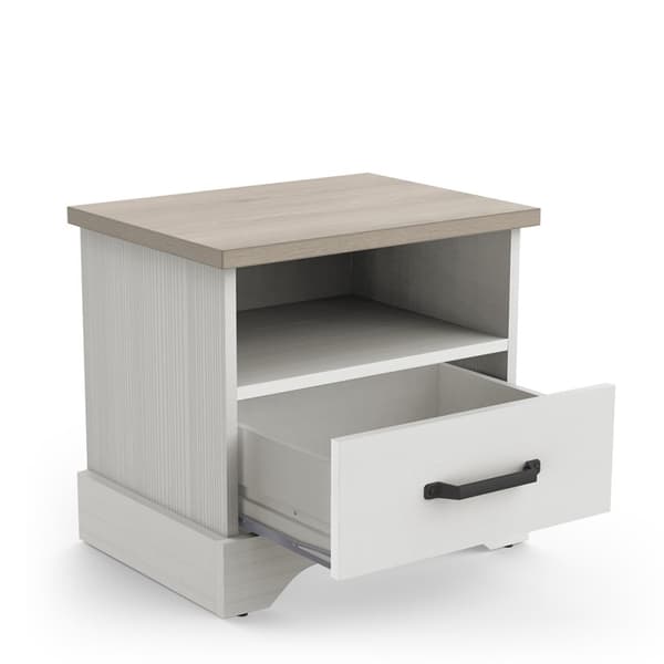 Stuga vitt sängbord med 1 låda och 1 nisch - L47,3 cm