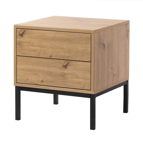 Sängbord 2 lådor Trädekor H50 cm - LENNY