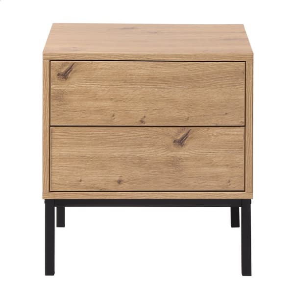Sängbord 2 lådor Trädekor H50 cm - LENNY