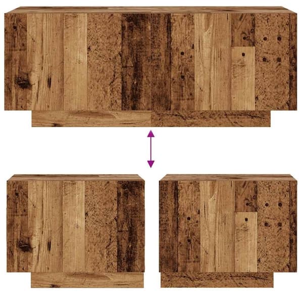 vidaXL Sängbord åldrat trä 100x35x40 cm konstruerat trä