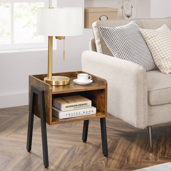 Sengbord - sidebord - industriel - med åbent rum - brun
