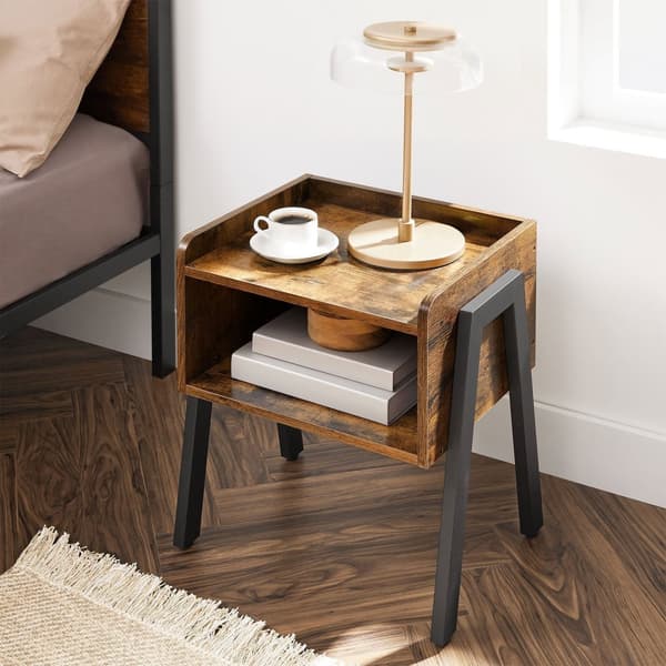 Sengbord - sidebord - industriel - med åbent rum - brun