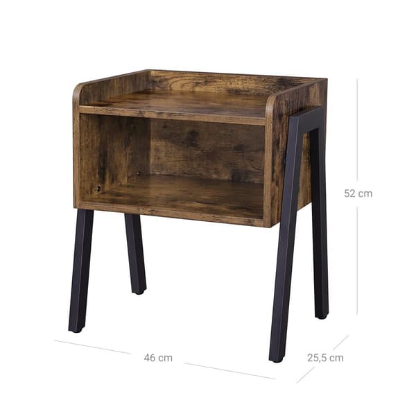 Sengbord - sidebord - industriel - med åbent rum - brun