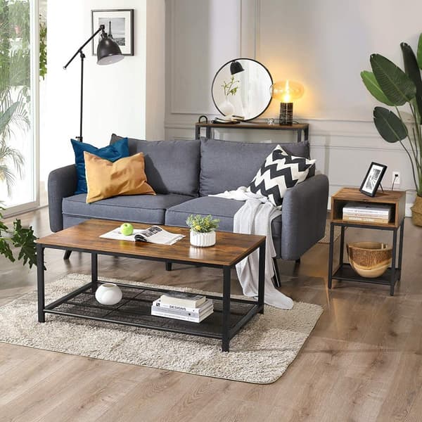 Bedstabel - med åbent rum - industriel design - brun/sort