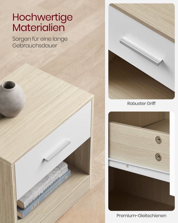 Sängbord på 2-naturliga beige-naturliga beige klassisk vit