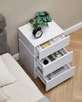 Miniatyrbillede 2 af 6: Sengbord - sidebord - med LED -belysning - Justerbare farver - med 3 skuffer - Hvid