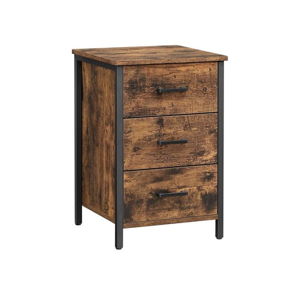 Sengbord - med 3 skuffer - 40 x 40 x 60 cm - vintage brun/sort