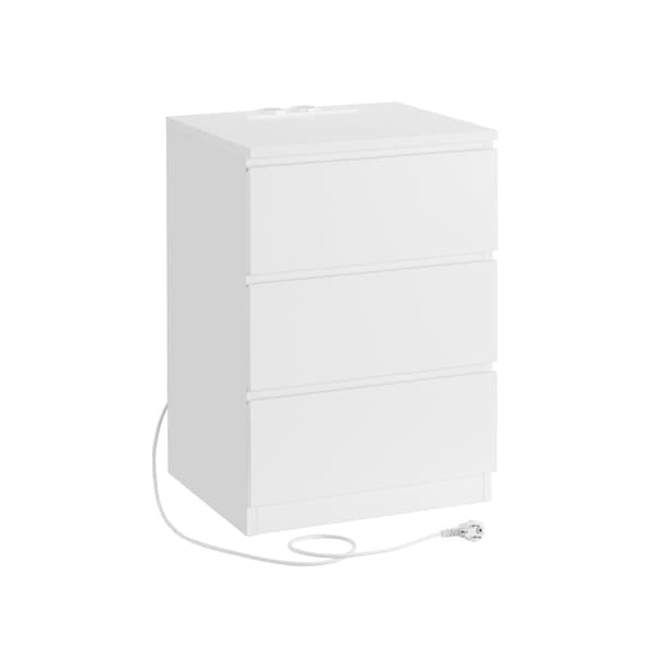 Sidebord - med 2 stikkontakter - soveværelse - Wolkwit