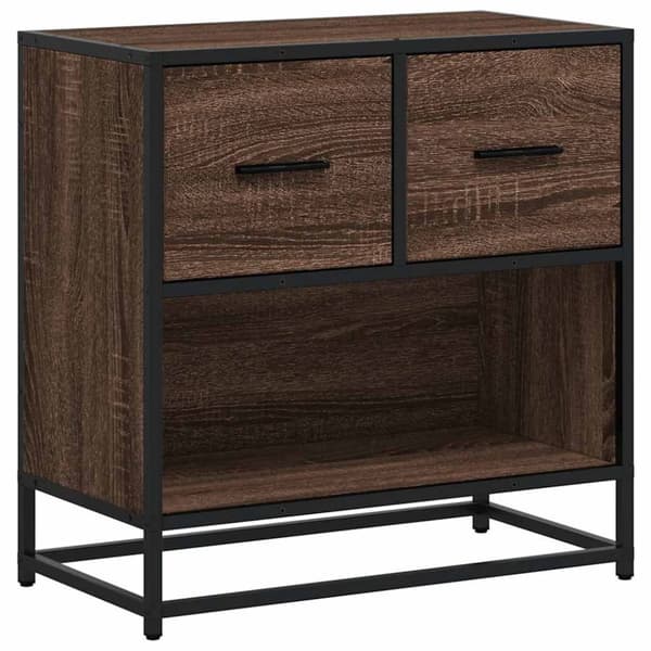 vidaXL sengeskab brun egetræsfarve 60x31x60 cm konstrueret træ metal