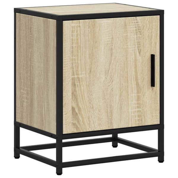 vidaXL sengebord 40x31x50 cm konstrueret træ og metal sonoma-eg