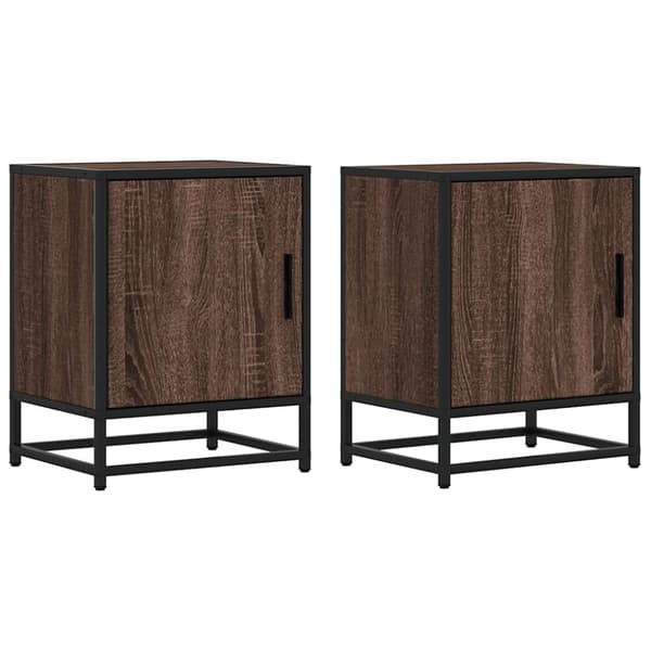 vidaXL Nattbord 2 stk brun eik 40x31x50 cm konstruert tre og metall