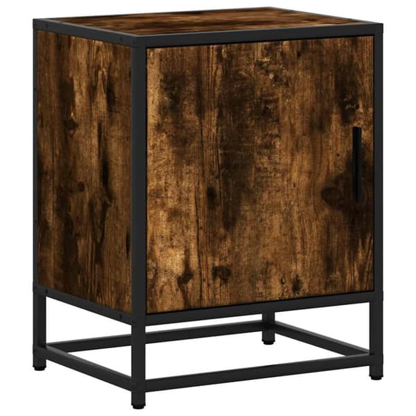 vidaXL Nattbord røkt eik 40x31x50 cm konstruert tre og metall