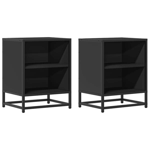 vidaXL Sängbord 2 st svart 40x31x50 cm konstruerat trä och metall