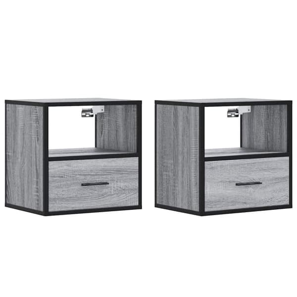 vidaXL Veggmonterte nattbord 2 stk grå sonoma 40x31x39,5 cm