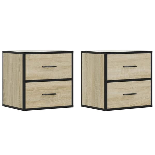 vidaXL væghængte sengeborde 2 stk. 40x31x39,5 cm sonoma-eg